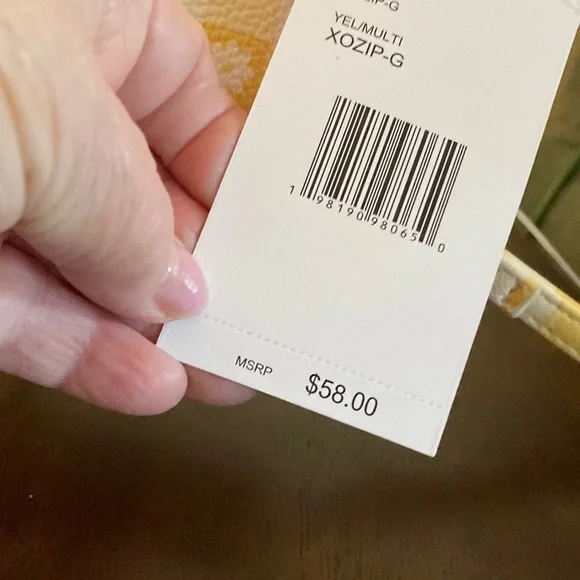 Betsey Johnson Yellow and White Gingham Zip Wallet with Daisies - Picture 2 of 10